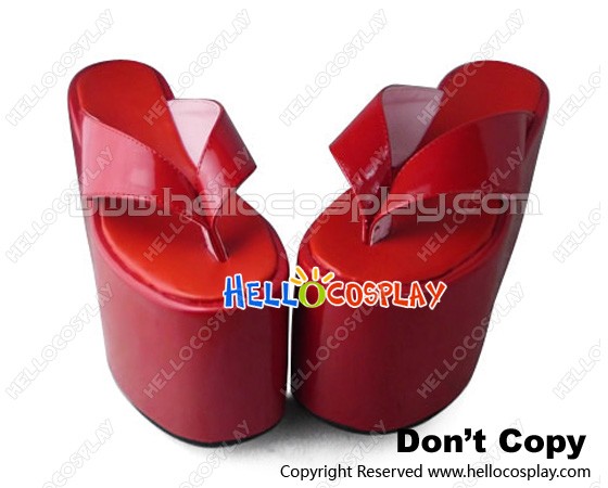 red platform flip flops