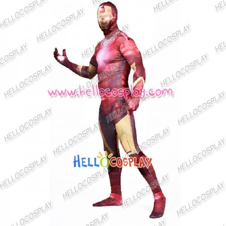 Iron Man Tony Stark Cosplay Costume Jumpsuit Red