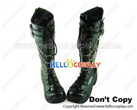 Mirror Black Lacing Buckle Straps Chunky Punk Lolita Boots