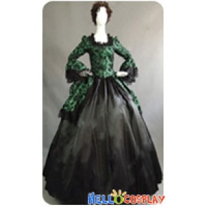 Victorian Lolita Marie Antoinette Brocade Gothic Lolita Dress Green Floral