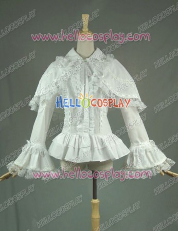 Victorian Lolita Reenactment Lace Ruffle Blouse Gothic Lolita Dress White