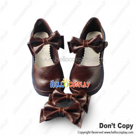 Sweet Lolita Shoes Chocolate Color Instep Strap Platform Ankle