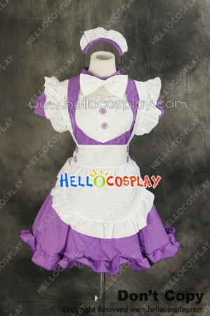 Maid Cosplay Purple White Dress Sweet Costume