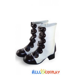 Brown White Three Bows Contracted Chunky Sweet Lolita Boots