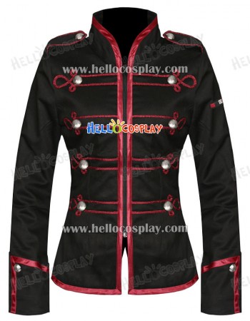 Black Red My Chemical Romance Ladies Military Jacket