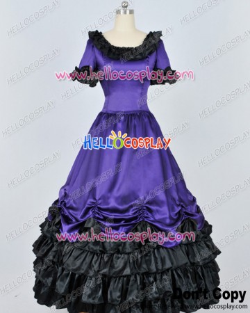 Civil War Southern Belle Ball Gown Violet Prom Lolita Dress