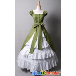 Colonial Cosplay Lolita Green Dress Ball Gown Prom New