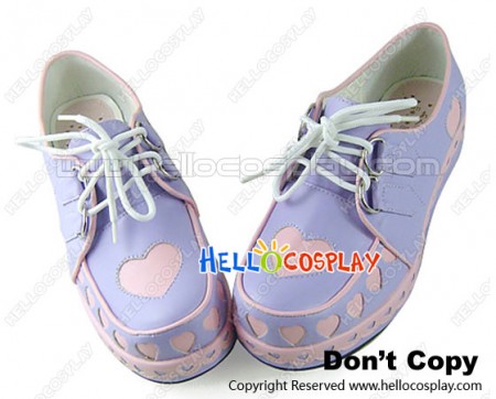 Sweet Purple PU Leather Lace Up Platform Lolita Shoes