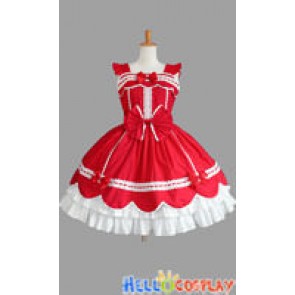 Sweet Lolita Gothic Punk Jumper Skirt Red Dress