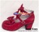 Wine Red Three Bows Ruffle Chunky Princess Lolita Shoes