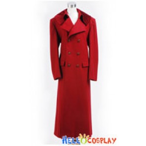 Doctor Cosplay Dr Dark Red Long Wool Trench Coat Costume