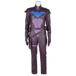 Young Justice Cosplay Nightwing Uniform Costume Jumpsuit Leather Version