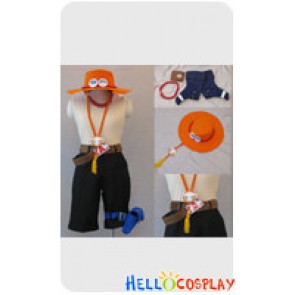 One Piece Cosplay Portgas D Ace Costume Orange Hat Full Set