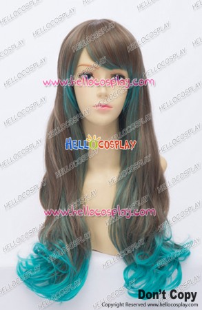 Wig Lolita Cosplay Curly Long Harajuku Style Gradual Change Gray Green
