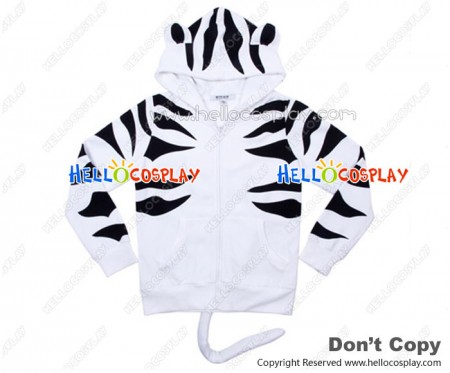 Myplace Lovers Fashion Tiger Thicken Zipper Hoodie Jacket White