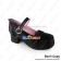 Sweet Lolita Shoes Black Chunky Instep Strap Lacing Bow Round Buckle