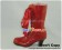 Wine Red Satin Lace Ruffle Chunky Princess Lolita Boots