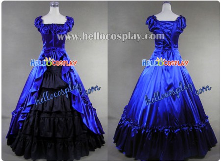 Renaissance Gothic Reenactment Dress Ball Gown Blue Dress