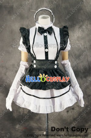 Maid Cosplay White Hairband Black Apron Dress Costume