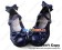 Princess Lolita Ultramarine Dark Blue Heart Shaped Lace Bows Flat Heel