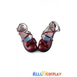 Lolita Shoes Sweet Maroon Matte Low Chunky Princess Ankle Straps