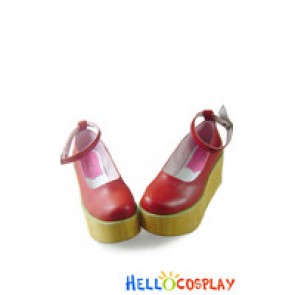 Wine Red NaNa Satin Strap Platform Punk Lolita Shoes