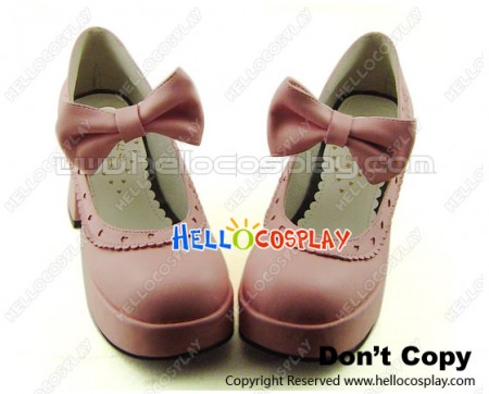 Pink IW Charlotte Bow Chunky Sweet Lolita Shoes