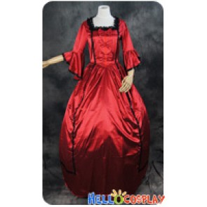 Lolita Dress Victorian Satin Cosplay Costume Red