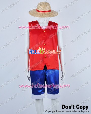 One Piece Cosplay Monkey D Luffy Red Satin Ver Costume