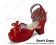 Mirror Red Open Toe Satin Ruffle Chunky Princess Lolita Shoes