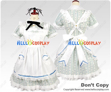 Lovely Alice Blue Floral Cosplay Maid Dress Costume