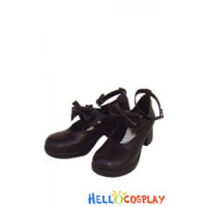 Brown Heart Shaped Ruffles Chunky Princess Lolita Shoes