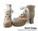 Princess Lolita Short Boots Chunky Matte Beige Satin Lace Ruffle Ribbons