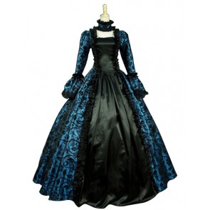 Victorian Lolita Georgian Reenactment Gothic Dress Royal Blue