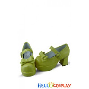 Creamy Yellow Strap Chunky Fashion Princess Lolita Shoes