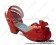 Matt Red Open Toe Satin Ruffle Chunky Princess Lolita Shoes