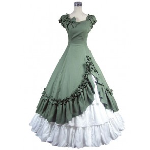 Southern Belle Cotton Evening Gown Green Lolita Dress