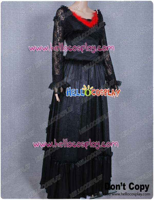 Sweeney Todd Cosplay Mrs Lovett Costume Black Dress Corset Halloween Clothing