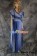 Party Cosplay Blue Chiffon Ball Gown Formal Dress Costume