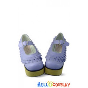 Light Purple Ruffle Buckles Strap Platform Punk Lolita Shoes