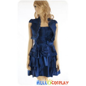 Party Cosplay Blue Cape Lady Sling Dress Uniform Costume