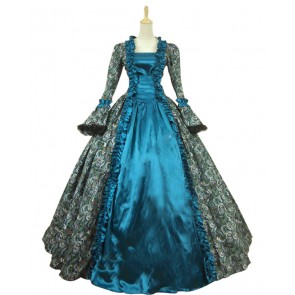 Victorian Lolita Georgian Reenactment Gothic Dress Emerald Floral