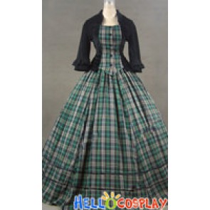 Civil War Victorian Tartan Ball Gown Day Dress Prom Cosplay