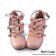 Sweet Lolita Shoes Matte Pink Four Bows Straps Lace Heart Shaped Buckle