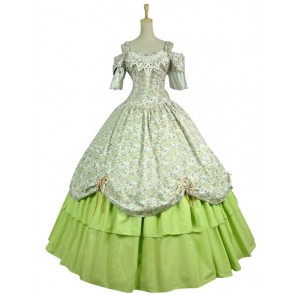 Victorian Civil War Ball Gown Prom Reenactment Clothing Steampunk Green Lolita Dress Costume