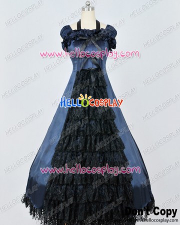 Southern Belle Civil War Lolita Ball Gown Blue Black Lolita Dress