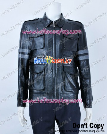 Resident Evil Cosplay Leon DSO Leather Black Jacket Costume