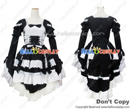Angel Feather Cosplay Lolita Bonzer Swallowtail Black Maid Dress