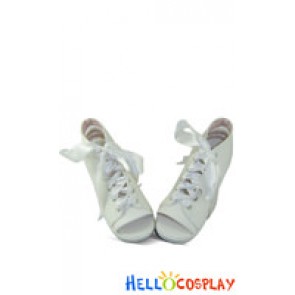 White Ribbon Laces Wedge Princess Lolita Sandals