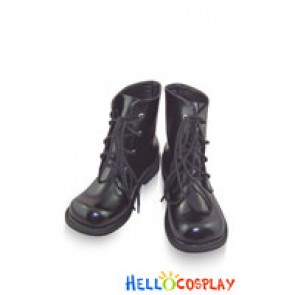 Black Lace Up Chunky Gothic Lolita Ankle Boots